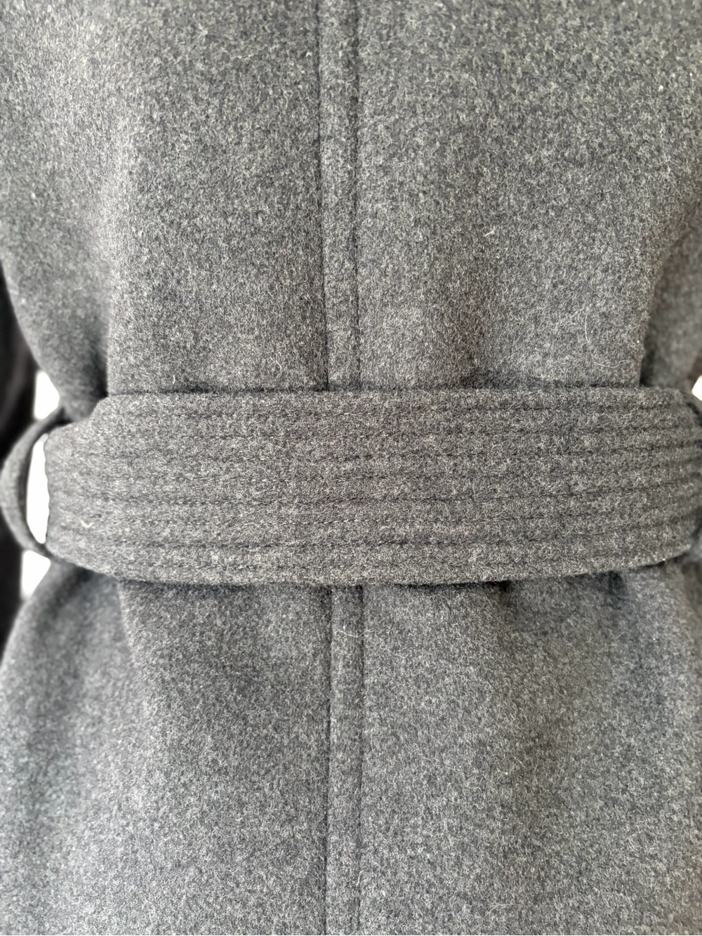 Aritzia Wilfred Charcoal Hooded Lined Belted Wool Coat Size XS - Picture 5 of 8